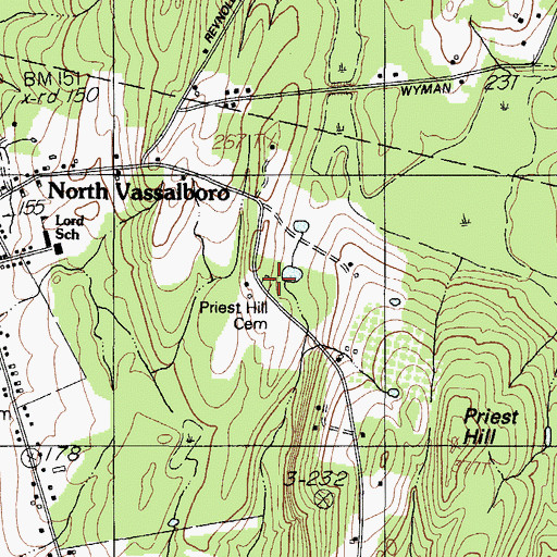 Topographic Map of Priest Hill Cemetery, ME