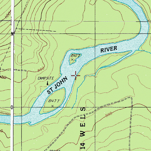 Topographic Map of Priestly Rapids, ME