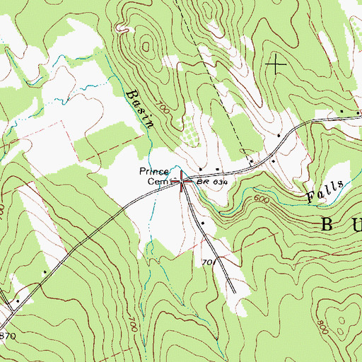 Topographic Map of Prince Cemetery, ME