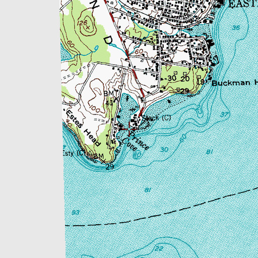 Topographic Map of Prince Cove, ME