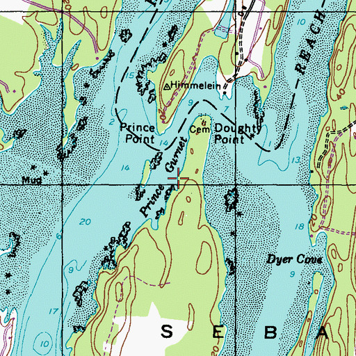 Topographic Map of Prince Gurnet, ME