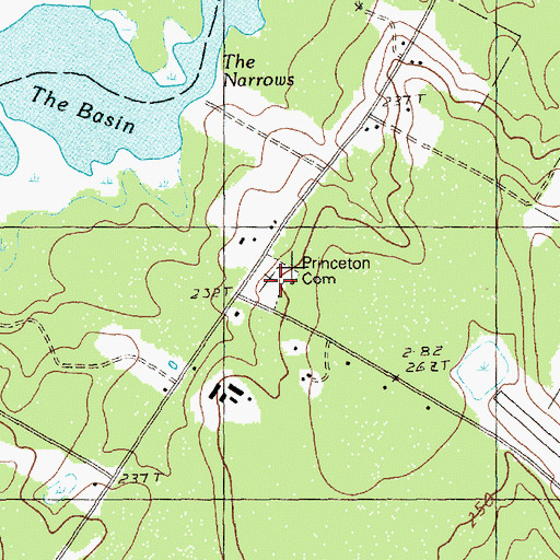 Topographic Map of Princeton Cemetery, ME