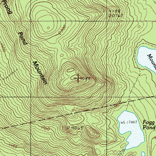 Topographic Map of Prong Pond Mountain, ME