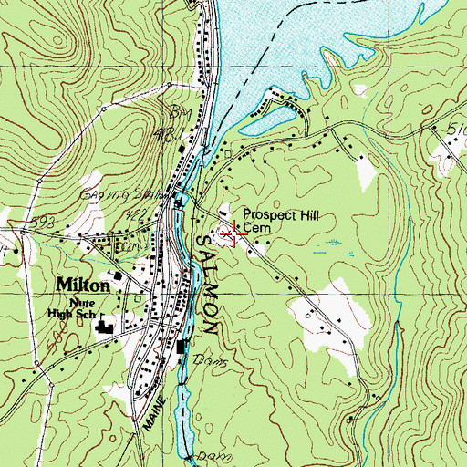 Topographic Map of Prospect Hill Cemetery, ME