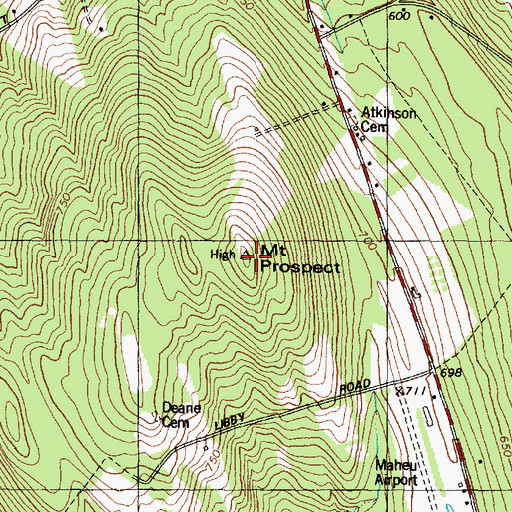 Topographic Map of Mount Prospect, ME