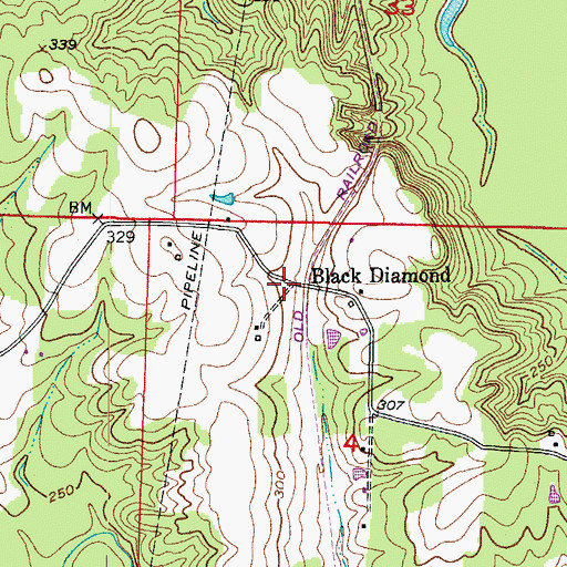 Topographic Map of Black Diamond, AR