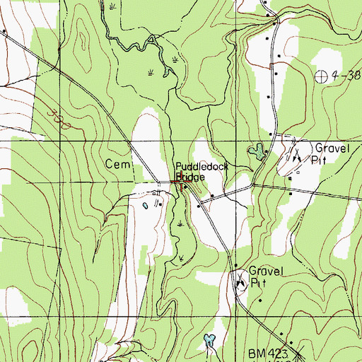Topographic Map of Puddledock Bridge, ME