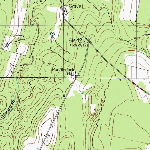 Topographic Map of Puddledock Hall, ME