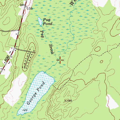 Topographic Map of Pug Brook, ME