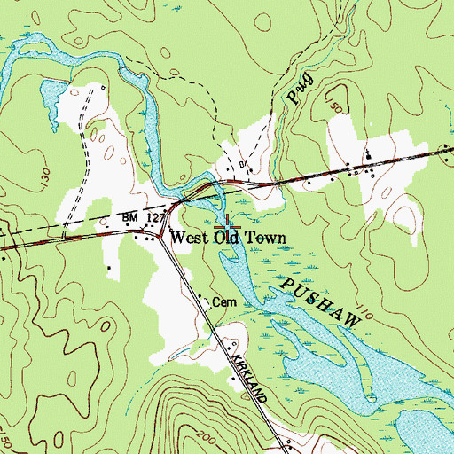 Topographic Map of Pug Brook, ME