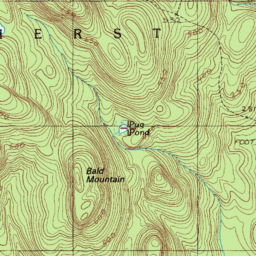 Topographic Map of Pug Pond, ME