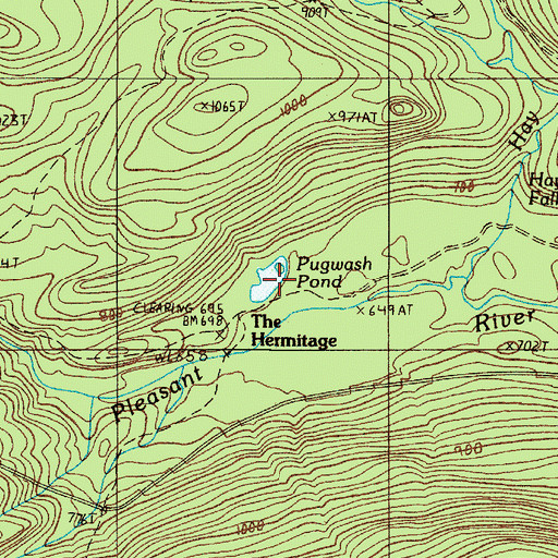 Topographic Map of Pugwash Pond, ME
