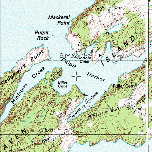 Topographic Map of Pulpit Harbor, ME