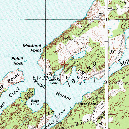Topographic Map of Pulpit Harbor, ME