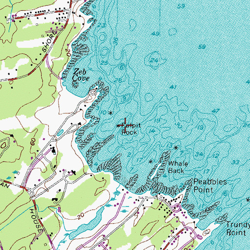 Topographic Map of Pulpit Rock, ME