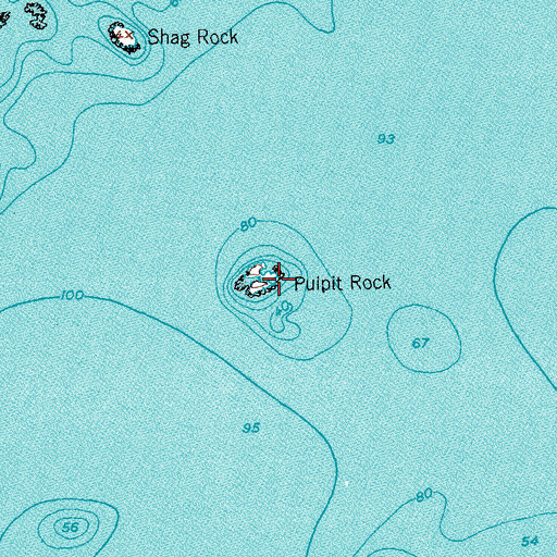 Topographic Map of Pulpit Rock, ME