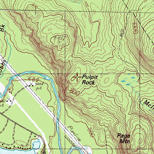 Topographic Map of Pulpit Rock, ME