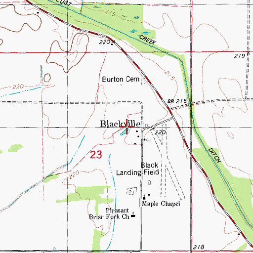 Topographic Map of Blackville, AR