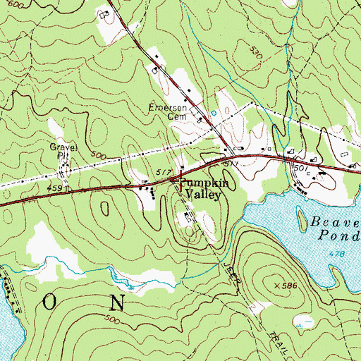 Topographic Map of Pumpkin Valley, ME