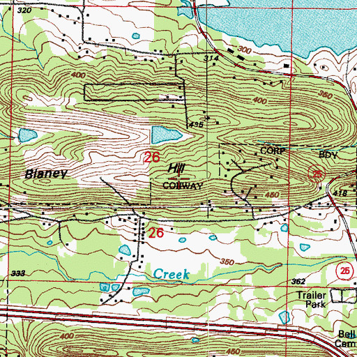 Topographic Map of Blaney Hill, AR