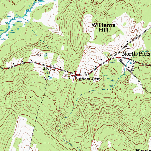 Topographic Map of Putnam Cemetery, ME