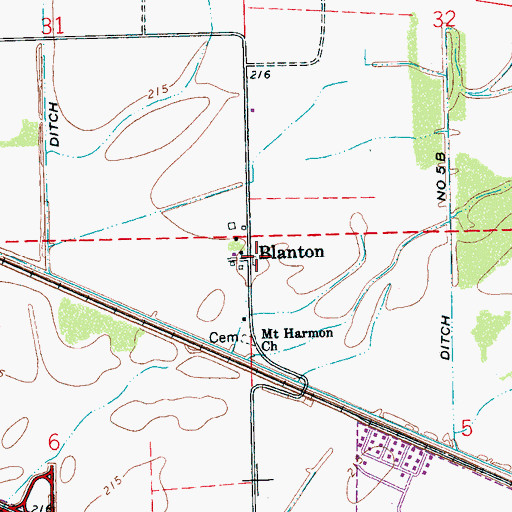 Topographic Map of Blanton, AR