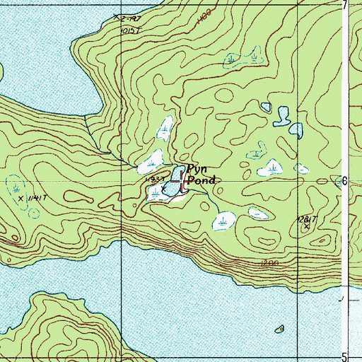 Topographic Map of Pym Pond, ME