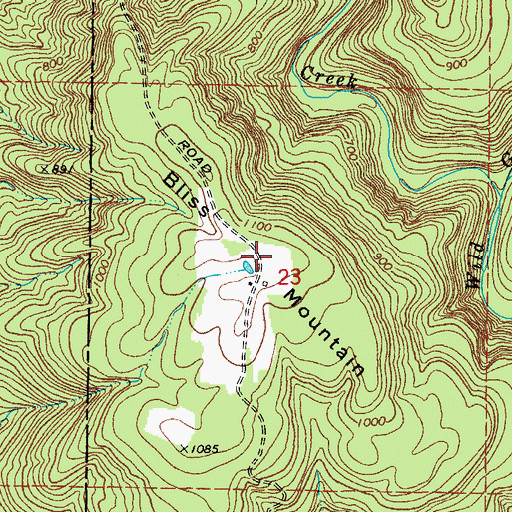 Topographic Map of Bliss Mountain, AR