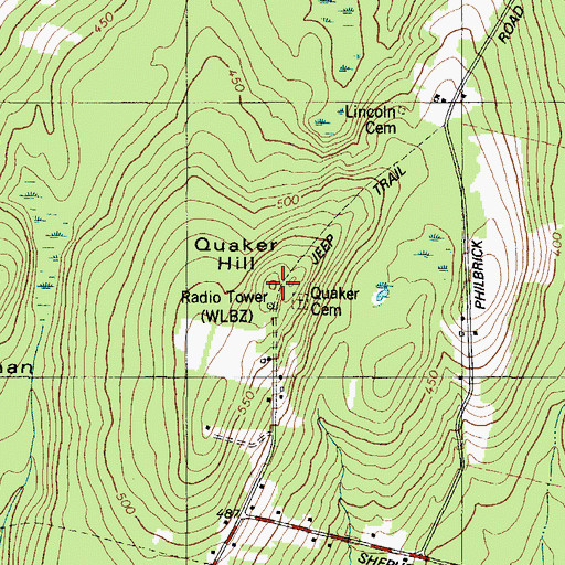 Topographic Map of Quaker Hill, ME