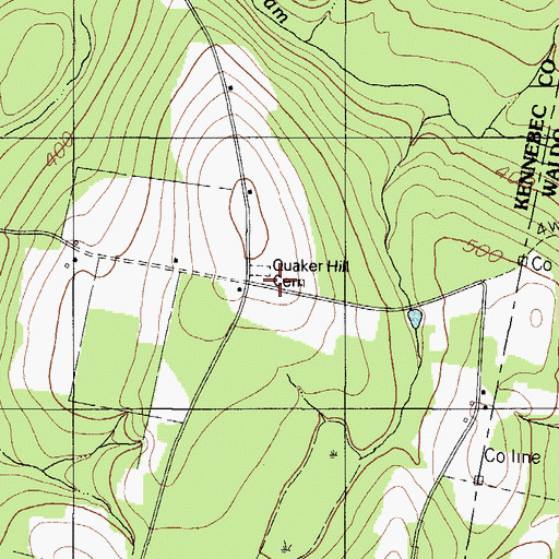 Topographic Map of Quaker Hill Cemetery, ME