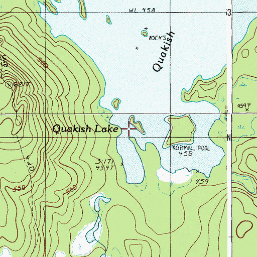 Topographic Map of Quakish Brook, ME