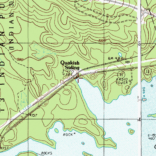 Topographic Map of Quakish Siding, ME