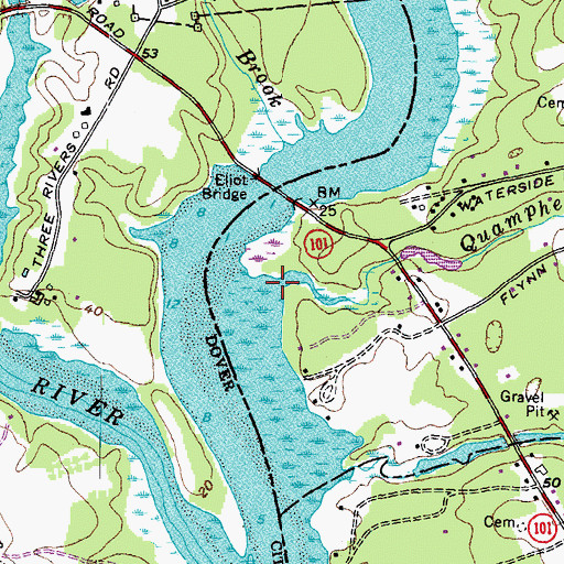 Topographic Map of Quamphegan Brook, ME