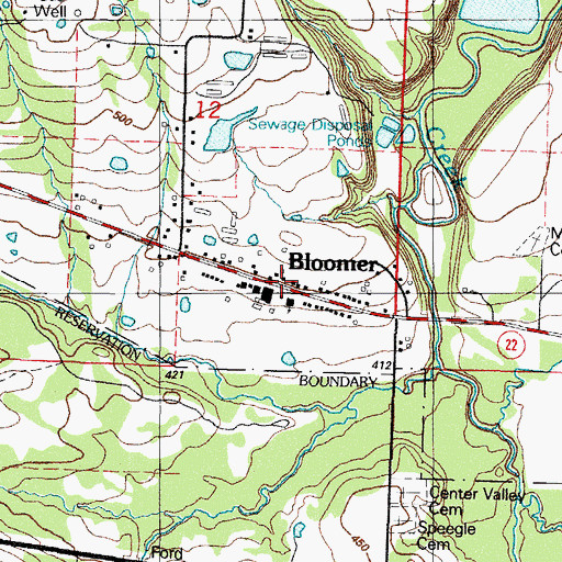 Topographic Map of Bloomer, AR