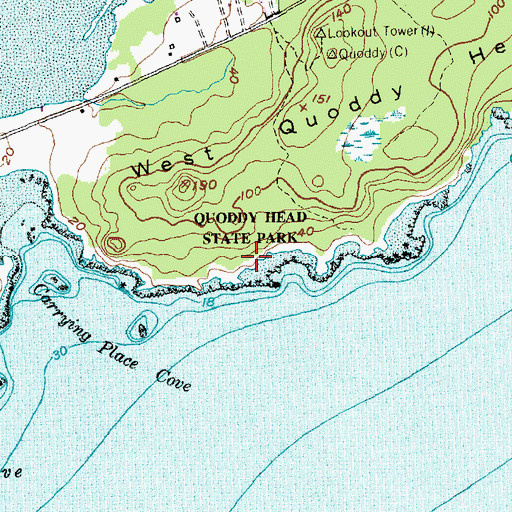 Topographic Map of Quoddy Head State Park, ME