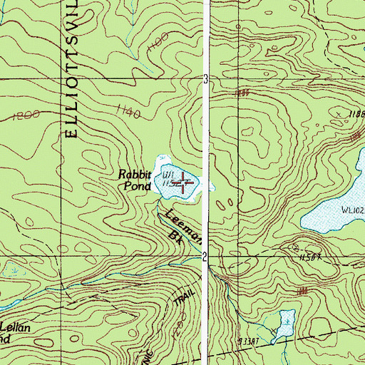 Topographic Map of Rabbit Pond, ME