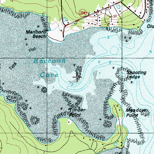 Topographic Map of Raccoon Cove, ME