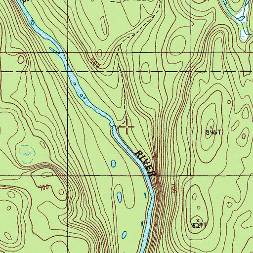 Topographic Map of Ragged Brook, ME