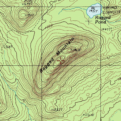 Topographic Map of Ragged Mountain, ME