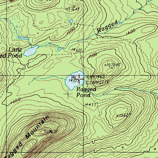 Topographic Map of Ragged Pond, ME