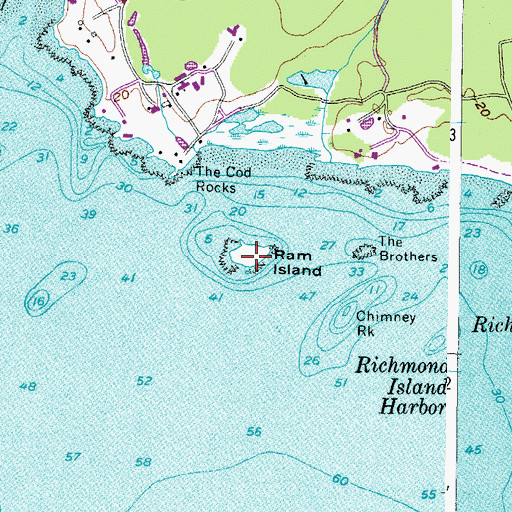 Topographic Map of Ram Island, ME