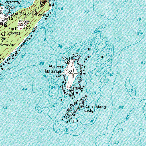 Topographic Map of Ram Island, ME
