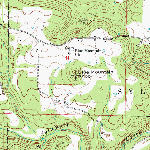 Topographic Map of Blue Mountain Knob, AR
