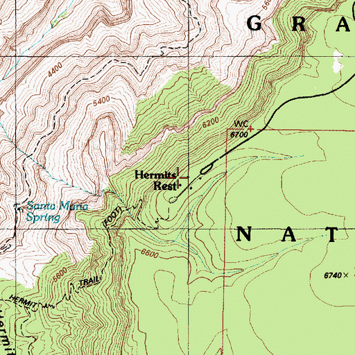 Topographic Map of Hermits Rest, AZ