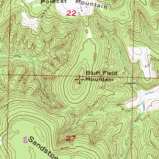 Topographic Map of Bluff Field Mountain, AR