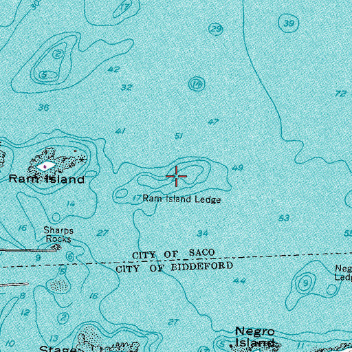 Topographic Map of Ram Island Ledge, ME