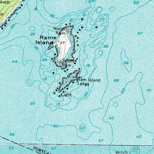 Topographic Map of Ram Island Ledge, ME
