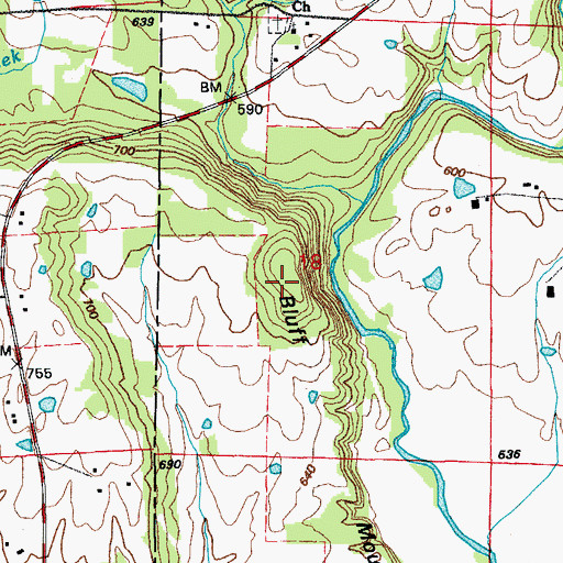 Topographic Map of Bluff Mountain, AR