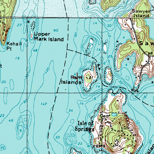Topographic Map of Ram Islands, ME