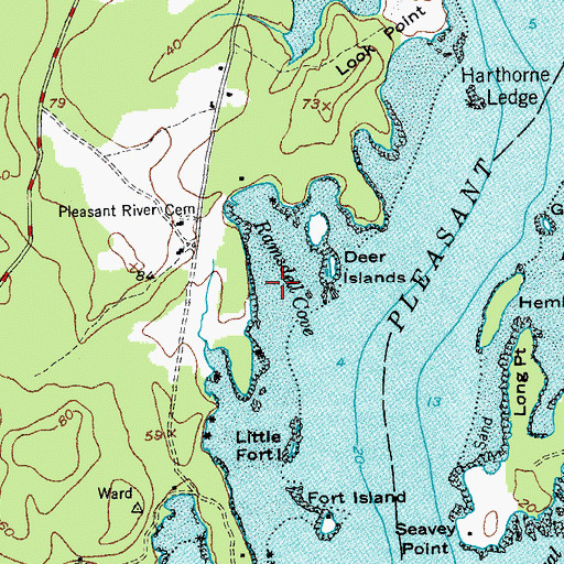 Topographic Map of Ramsdell Cove, ME